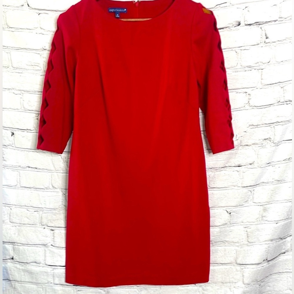 RSVP By Talbots Red Cut Out Long Sleeves Dress Size 6 Petite
